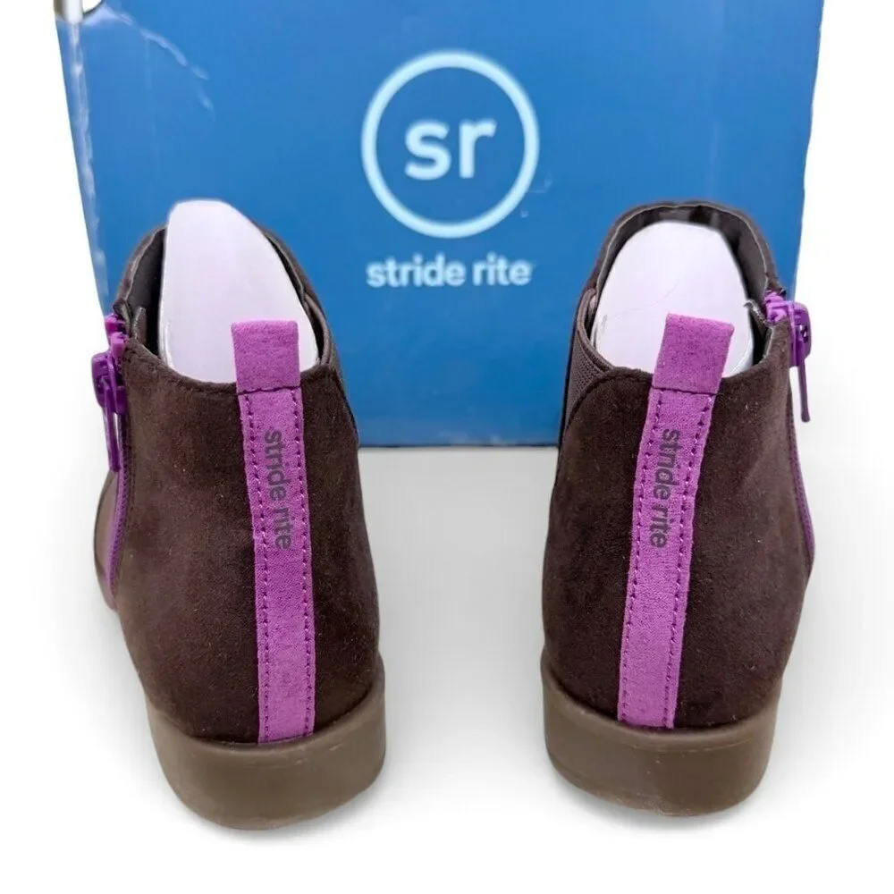 Stride Rite Lucy 2 Supportive Girls Ankle Boots Chocolate Brown Booties Size 11